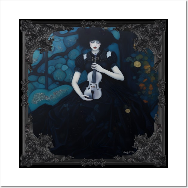 Beautiful Gothic Girl with Violin Art Wall Art by Sandy Richter Art & Designs